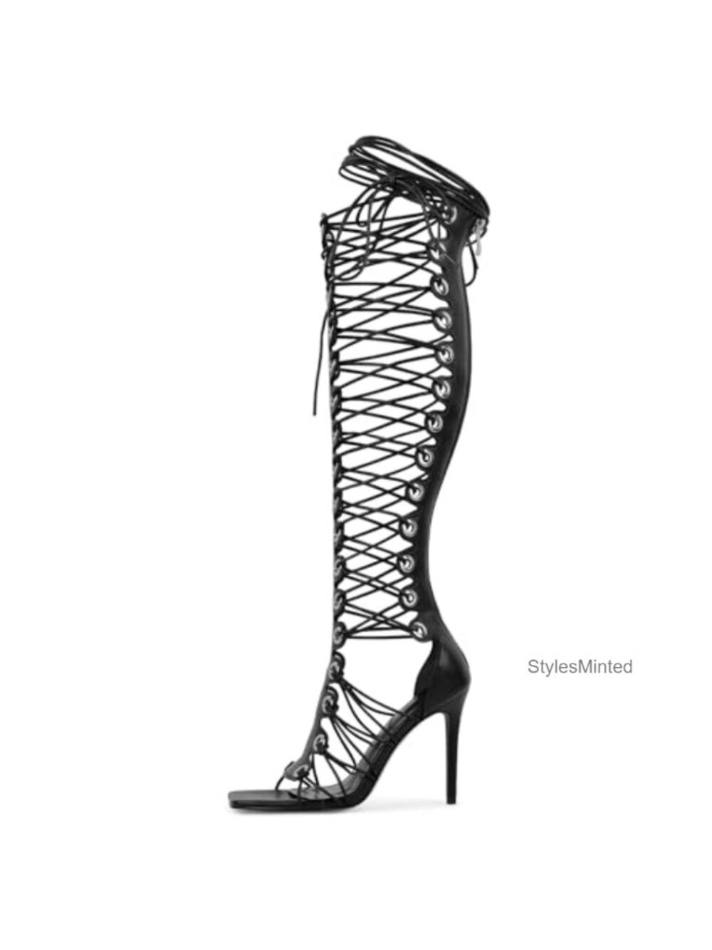 Women's Gladiator High Heel Sandals Lace Up Open Toe Heels Summer Adjustable
